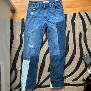 Sandro patchwork/ slightly ripped straight Jean